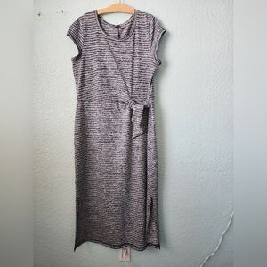 Talbots Faux Wrap Midi Maxi Blue Dress with Cap Sleeves